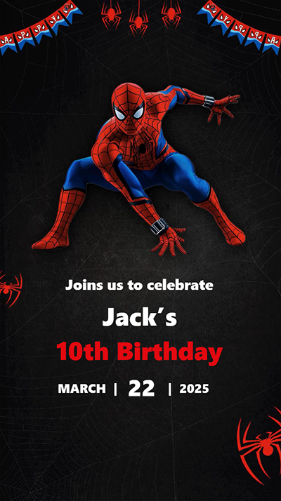 Spiderman Birthday Video Invitation