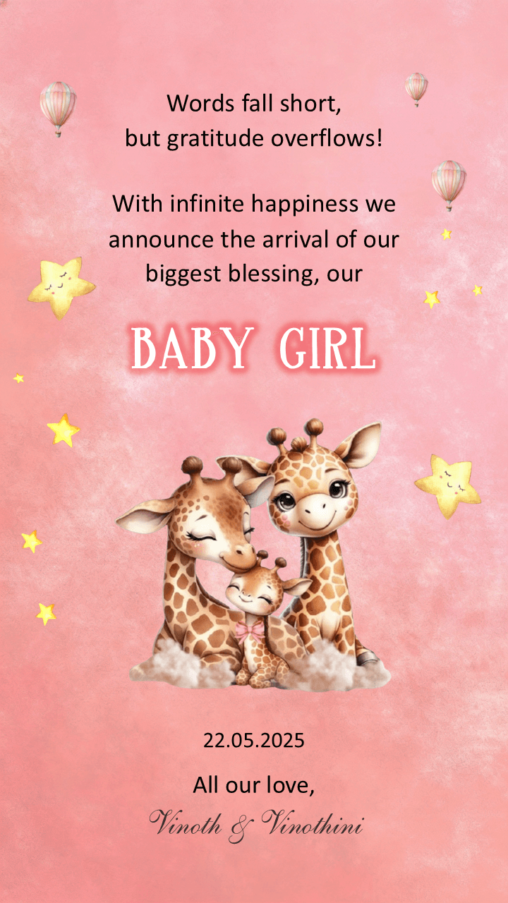 Sweet Safari Baby Girl Announcement